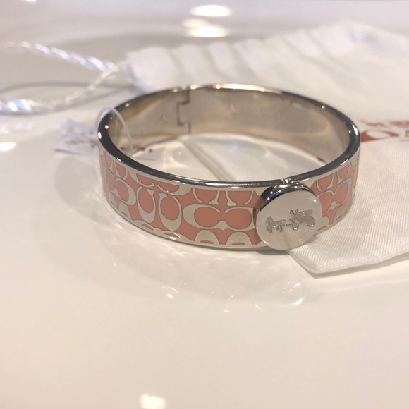 Coach Jewelry - Pink enamel and silver logo bracelet NWT and pouch